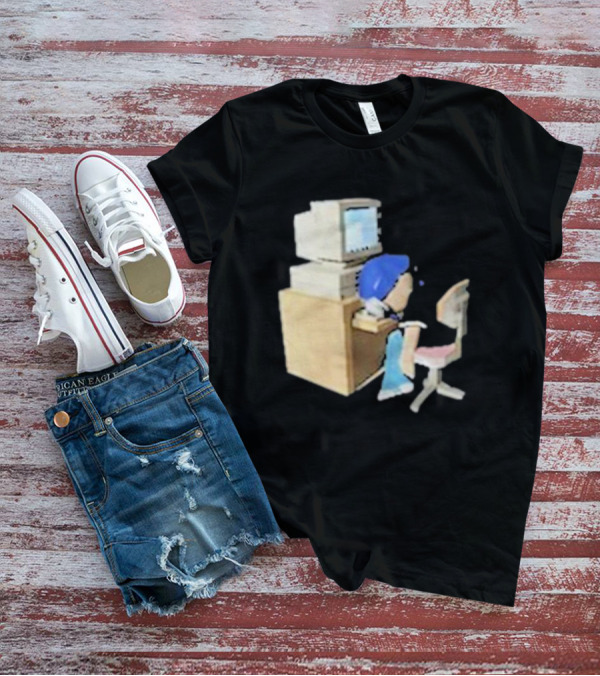Nikki Carreon Internet Fatigue Vintage Computer Cartoon Figure T-Shirt