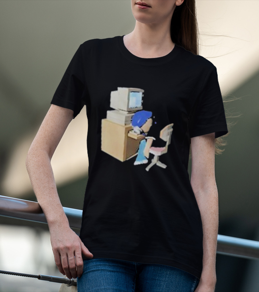 Nikki Carreon Internet Fatigue Vintage Computer Cartoon Figure T-Shirt