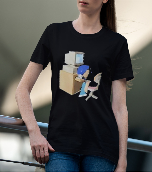 Nikki Carreon Internet Fatigue Vintage Computer Cartoon Figure T-Shirt