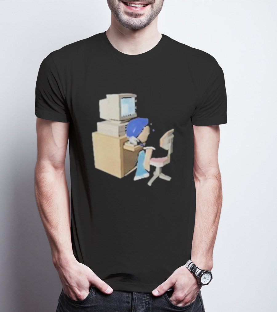 Nikki Carreon Internet Fatigue Vintage Computer Cartoon Figure T-Shirt