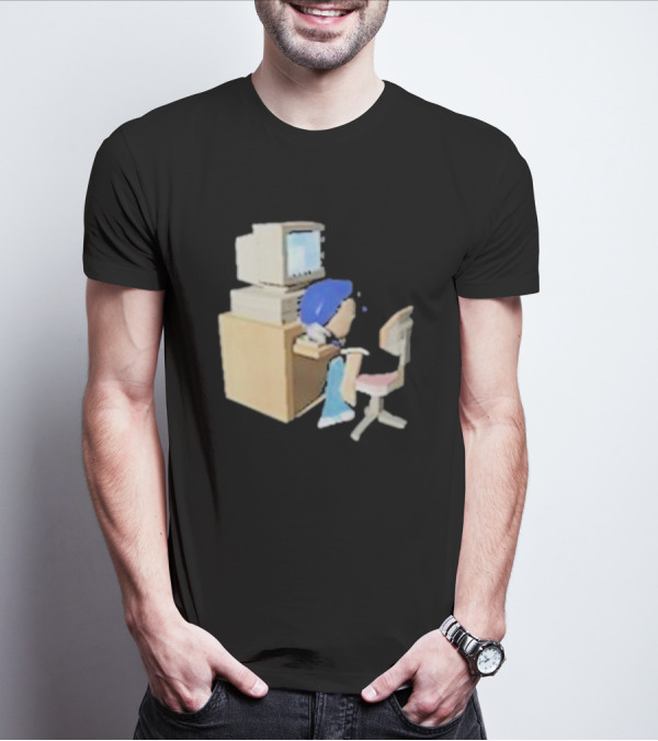 Nikki Carreon Internet Fatigue Vintage Computer Cartoon Figure T-Shirt