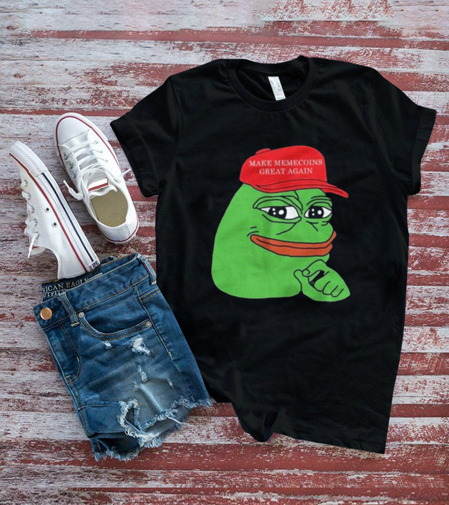 Pepe Make Memecoins Great Again Red Hat Meme Character T-Shirt