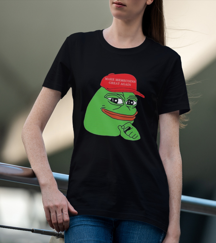 Pepe Make Memecoins Great Again Red Hat Meme Character T-Shirt