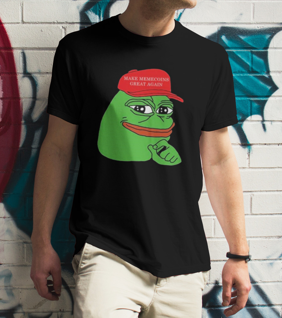 Pepe Make Memecoins Great Again Red Hat Meme Character T-Shirt