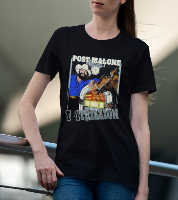 Post Malone F-1 Trillion Juke Box Cowboy And Horse Scene T-Shirt