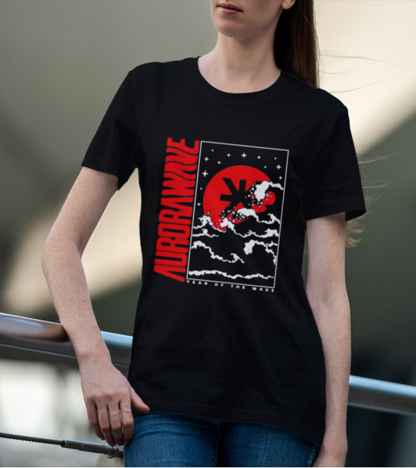 Aurora Wave Year Of The Wave Red Sun Clouds Stars T-Shirt