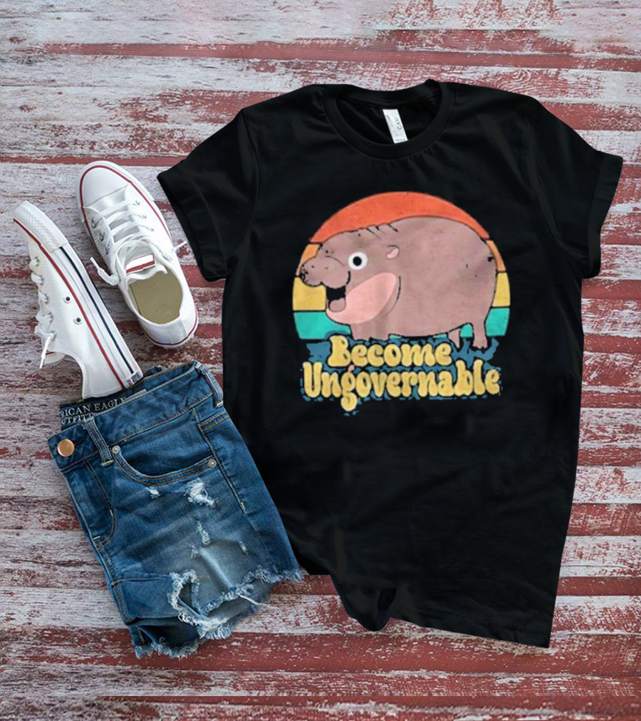 Become Ungovernable Baby Hippo Retro Circles T-Shirt