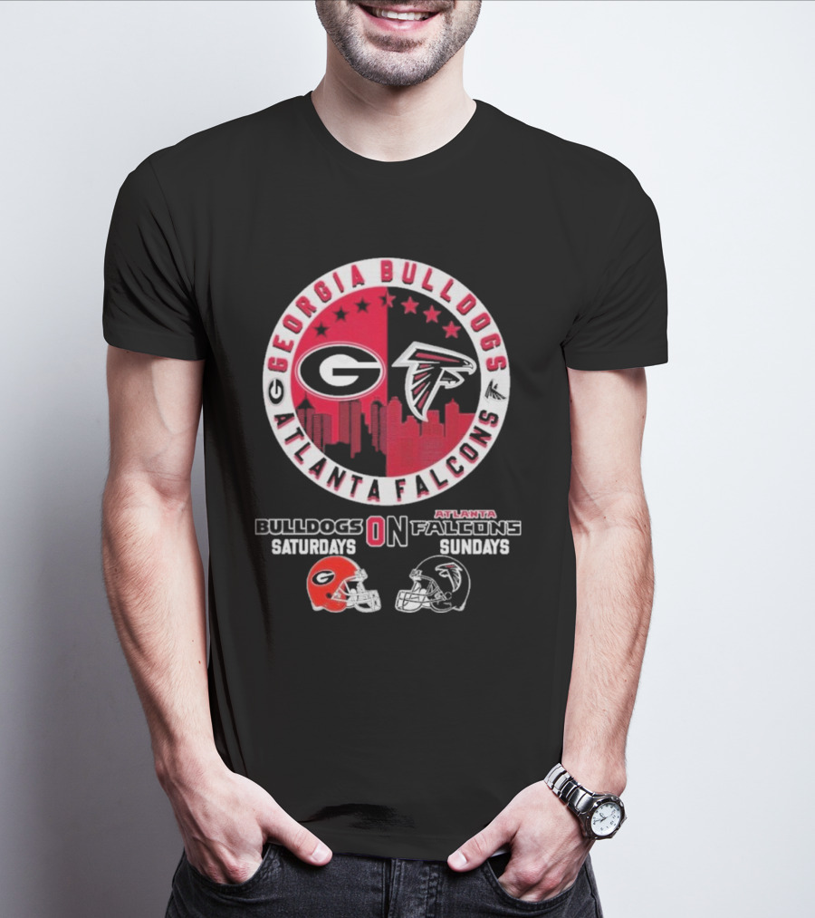 Georgia Bulldogs Saturdays Atlanta Falcons Sundays Football Fans T-Shirt