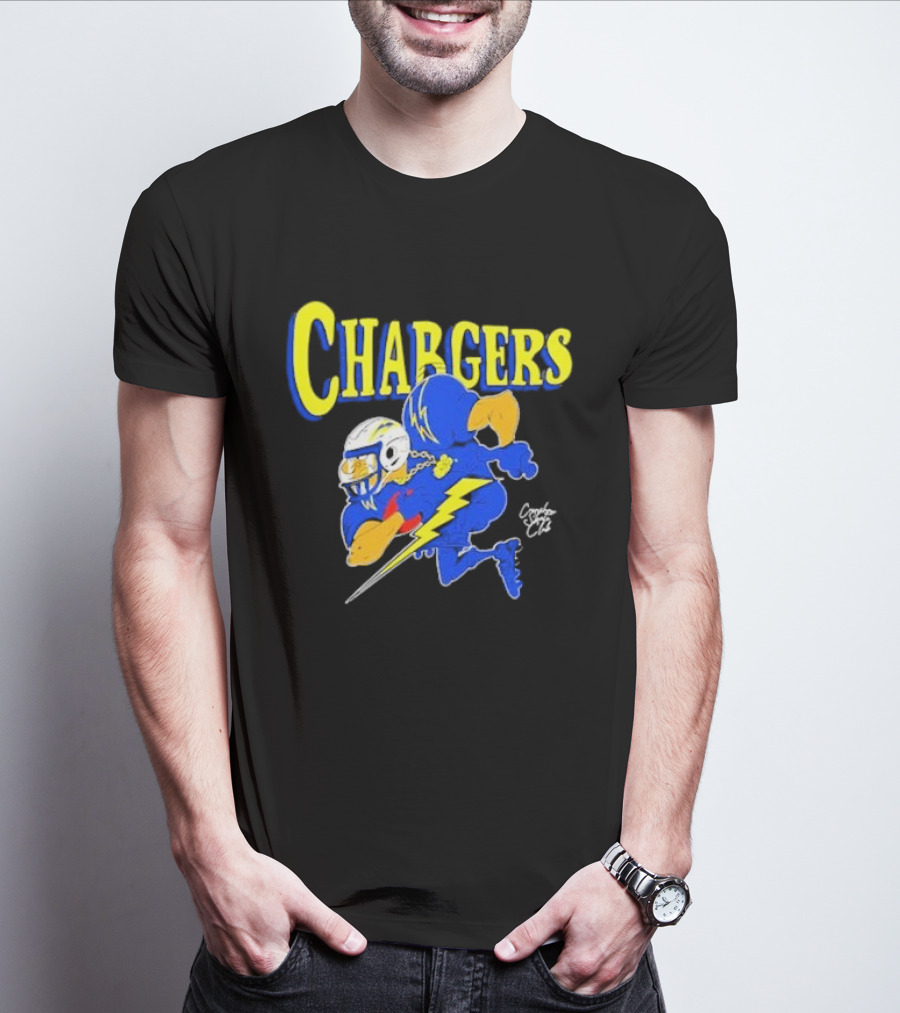 Chargers Crenshaw Skate Club Football Player Lightning T-Shirt