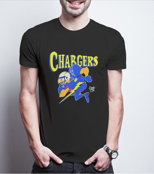 Chargers Crenshaw Skate Club Football Player Lightning T-Shirt