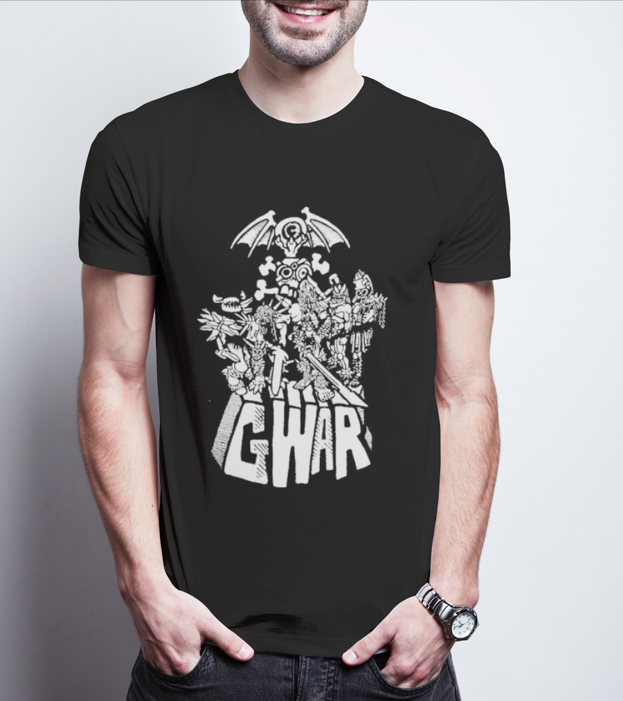 Gwar 1994 Glow In The Dark Band Art With Monsters And Bat Wings T-Shirt