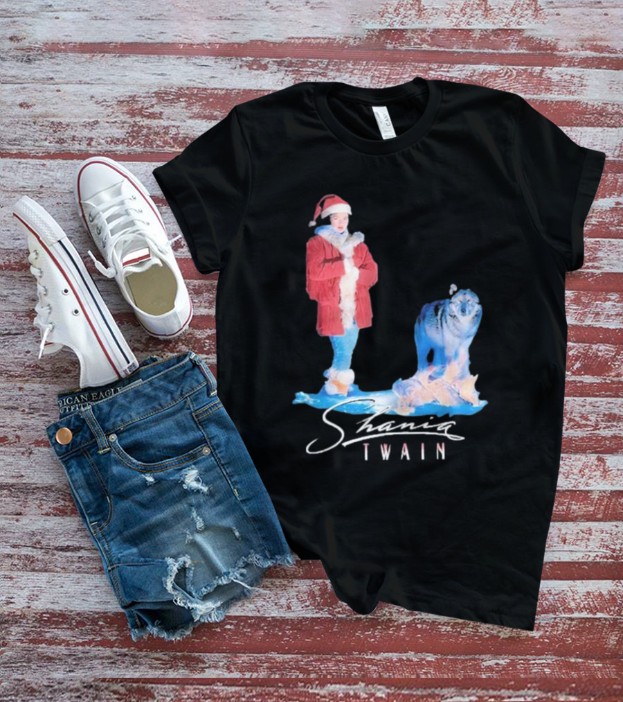 Shania Twain Holiday Santa Suit And Wolf T-Shirt