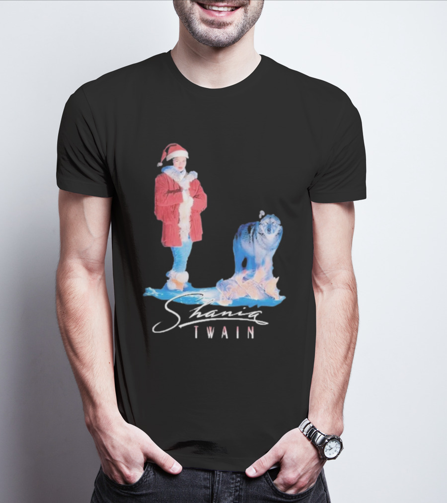 Shania Twain Holiday Santa Suit And Wolf T-Shirt