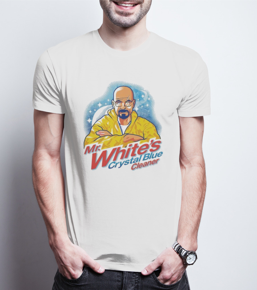 Mr. White's Crystal Blue Cleaner Breaking Bad Iconic Yellow Jacket Character T-Shirt