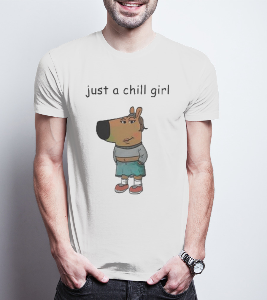 Just A Chill Girl Sweatshirt Wearing Character With Crossed Arms And Sneakers T-Shirt