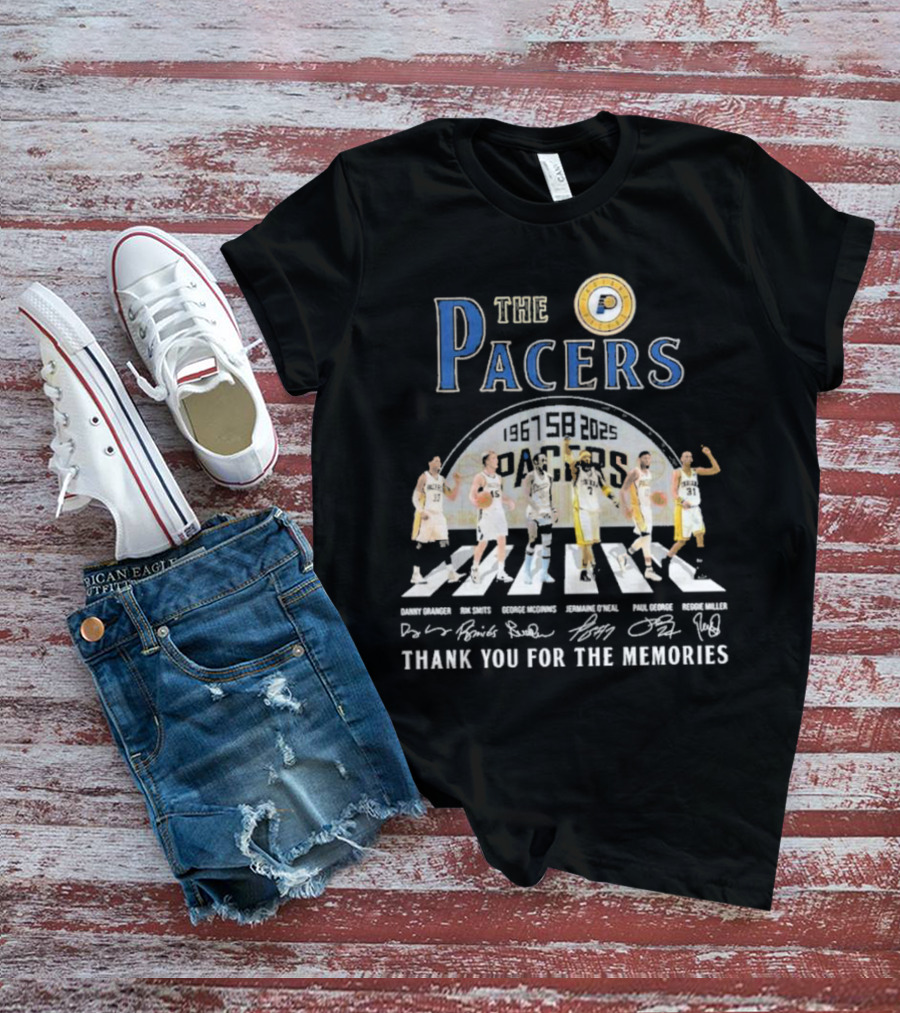 The Pacers 1967-2025 Thank You For The Memories Danny Granger Rik Smits George McGinnis Jermaine O'Neal Paul George Reggie Miller T-Shirt