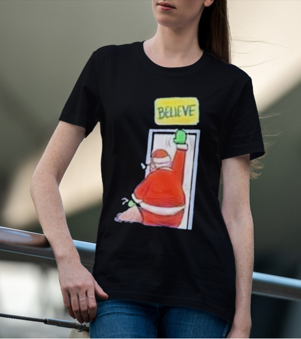Santa Ted Lasso Believe Christmas Holiday Image T-Shirt