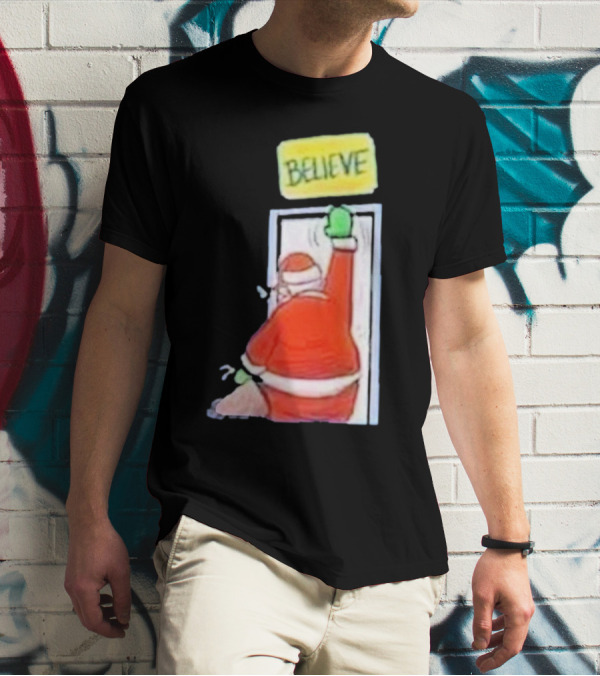 Santa Ted Lasso Believe Christmas Holiday Image T-Shirt