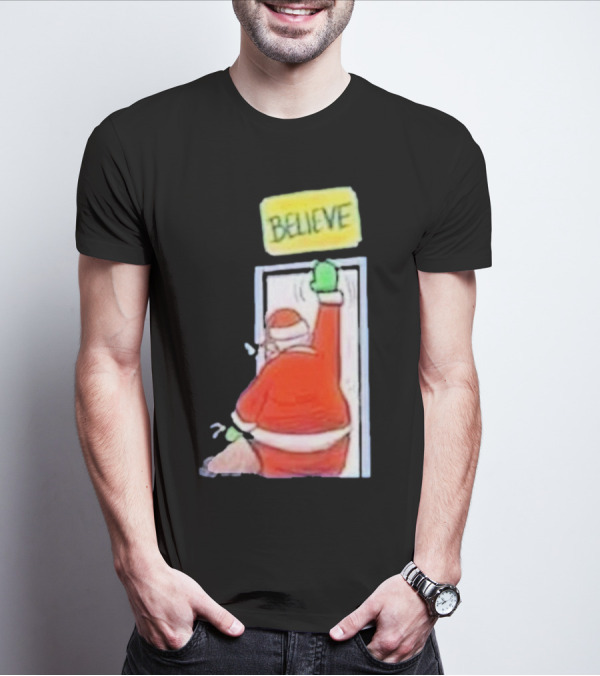 Santa Ted Lasso Believe Christmas Holiday Image T-Shirt
