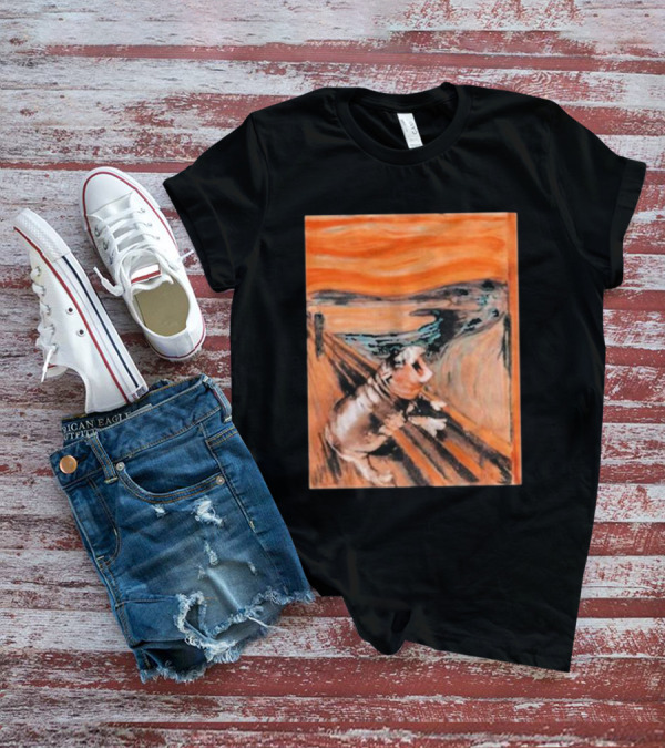 Scared Moo Deng Meme Scream T-Shirt