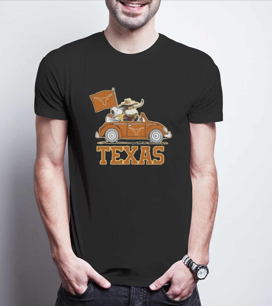 Texas Always Go For All 2D Longhorn Bevo Snoopy Car T-Shirt