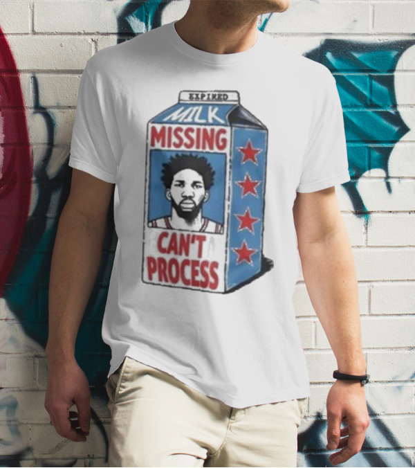 Joel Embiid Expired Milk Carton Missing Can't Process Philly Stars T-Shirt
