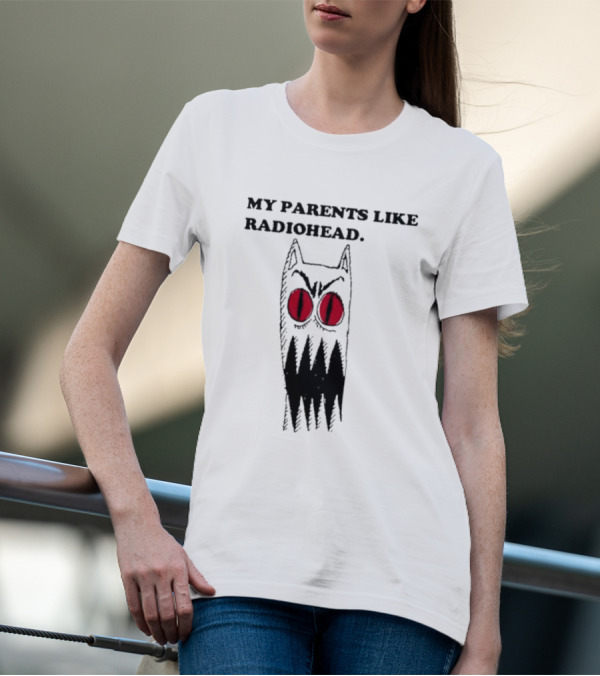 MY PARENTS LIKE RADIOHEAD Red Eyed Monster Drawing T-Shirt