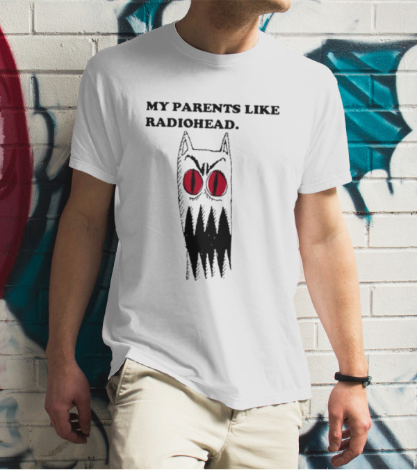 MY PARENTS LIKE RADIOHEAD Red Eyed Monster Drawing T-Shirt
