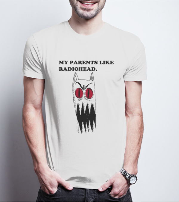 MY PARENTS LIKE RADIOHEAD Red Eyed Monster Drawing T-Shirt
