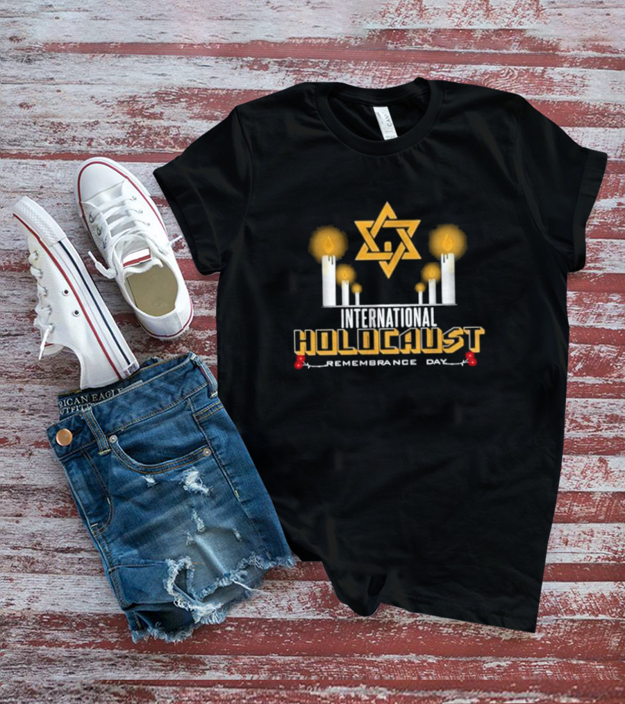 International Holocaust Remembrance Day Star Of David Candle Memorial T-Shirt