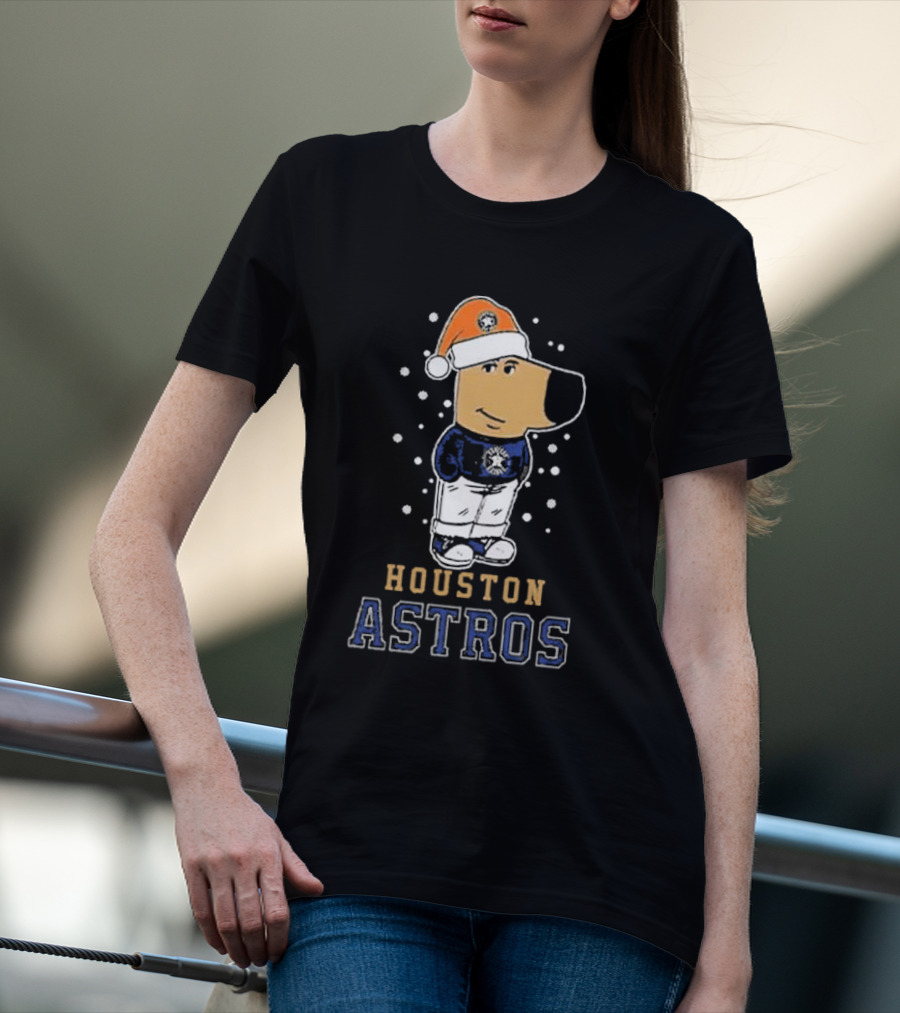 Houston Astros Christmas Santa Dog Mascot T-Shirt