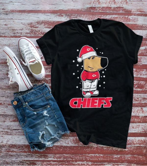Chill Christmas Chiefs Santa Dog In Snowy Sweater And Hat T-Shirt