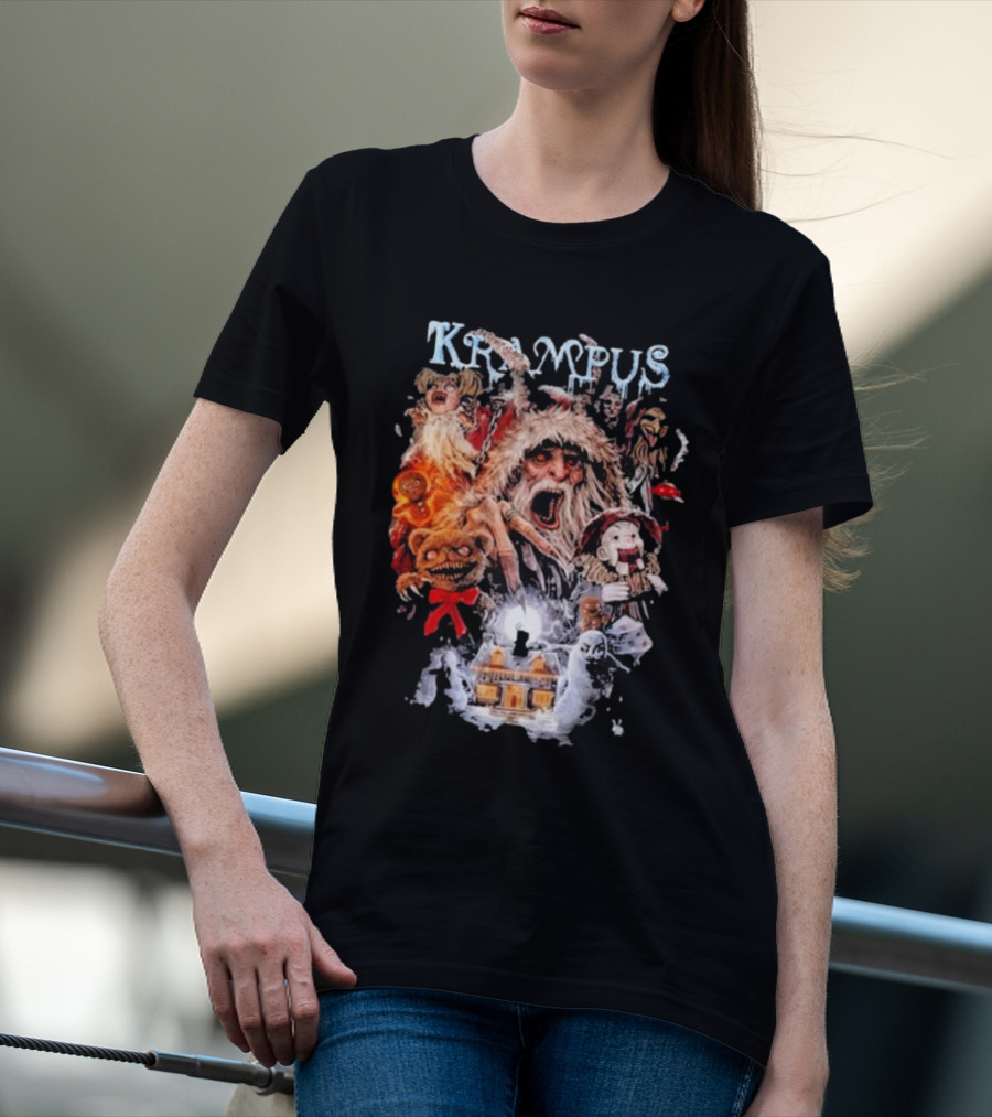 Krampus You Better Watch Out Holiday Horror Icons Christmas Monster Scene T-Shirt