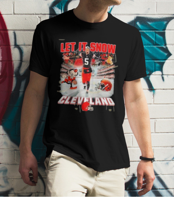 LET IT SNOW CLEVELAND BROWNS FOOTBALL HELMET T-Shirt