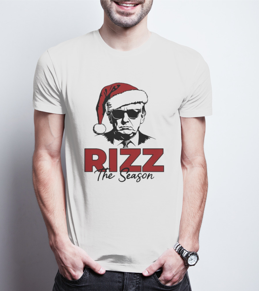 Rizz The Season Santa Hat Sunglasses Christmas T-Shirt