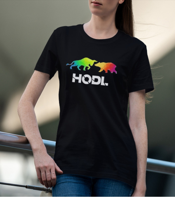Bull Bear HODL Colorful Cryptocurrency T-Shirt