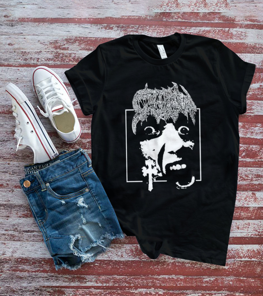 Crown Vic Staring Into The Abyss Horror Face Cross Metal T-Shirt