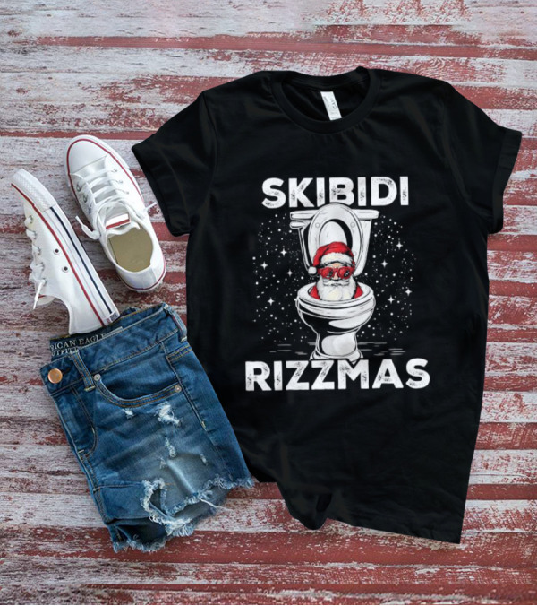Skibidi Rizzmas Toilet Santa White Elephant Christmas T-Shirt