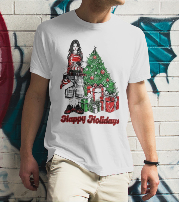 Billie Eilish Happy Holidays Christmas Tree Presents T-Shirt