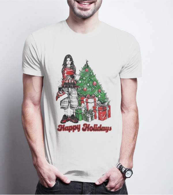 Billie Eilish Happy Holidays Christmas Tree Presents T-Shirt