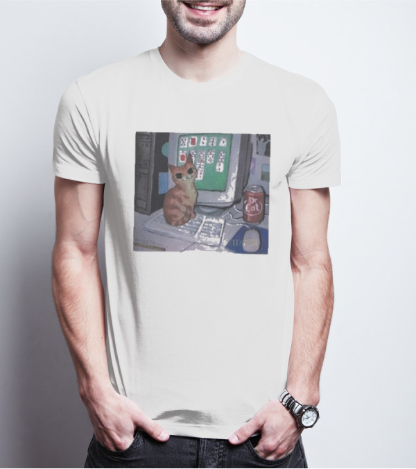 Kelly Pringle Solitaire Cat Dr Cat On Desktop Keyboard T-Shirt