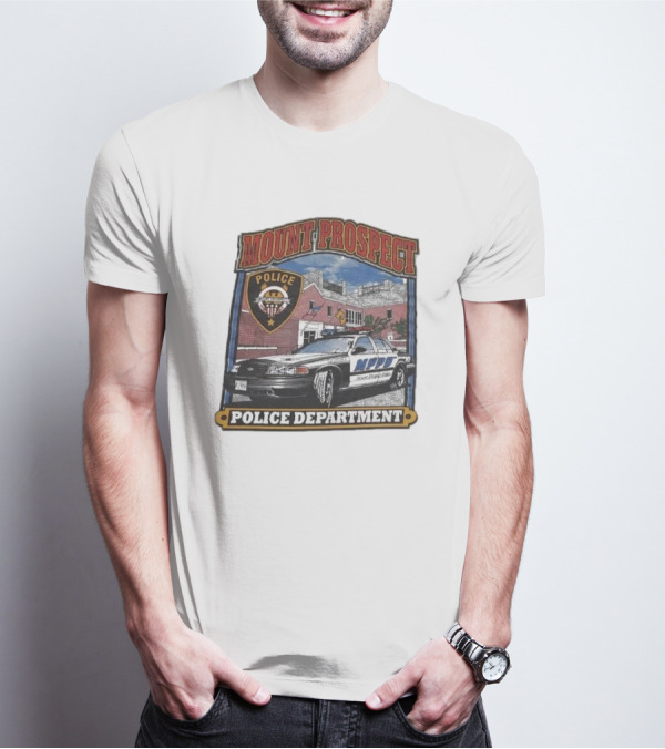 Mount Prospect Police Department Illinois Badge And Patrol Car T-Shirt