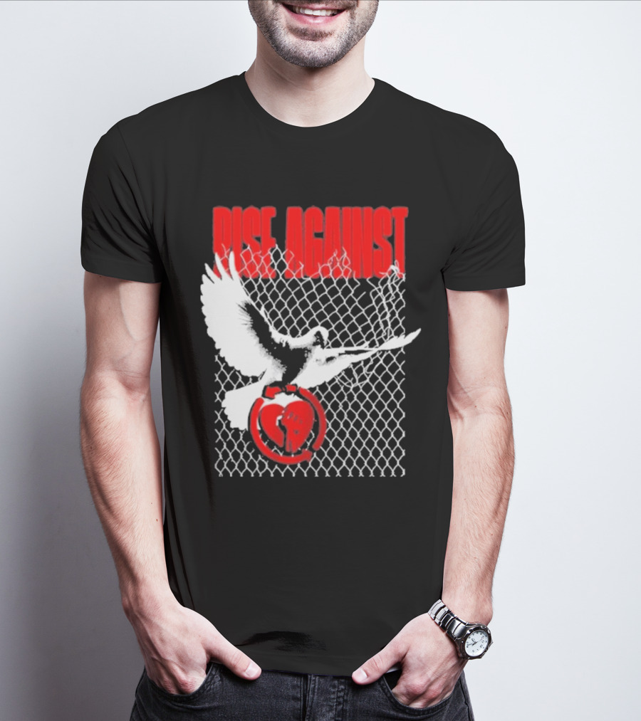 Rise Against Caged Dove Heart Symbol T-Shirt