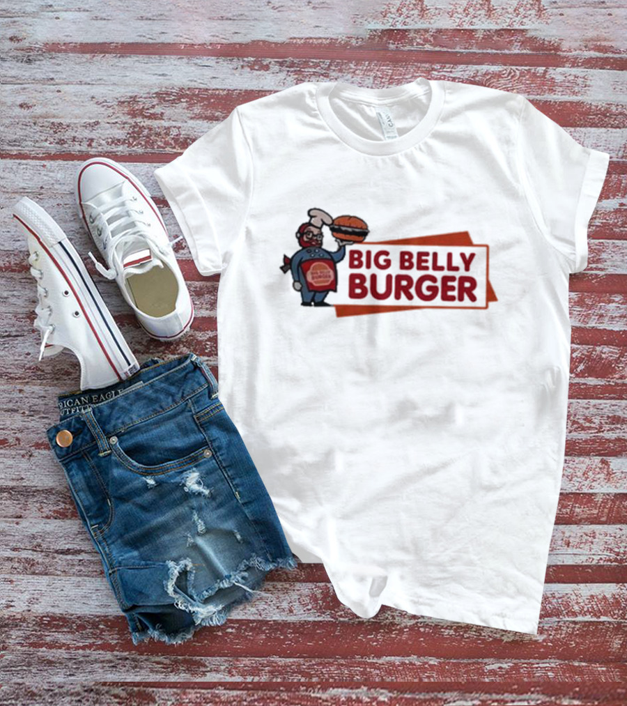 Big Belly Burger Logo With Chef Holding Burger T-Shirt