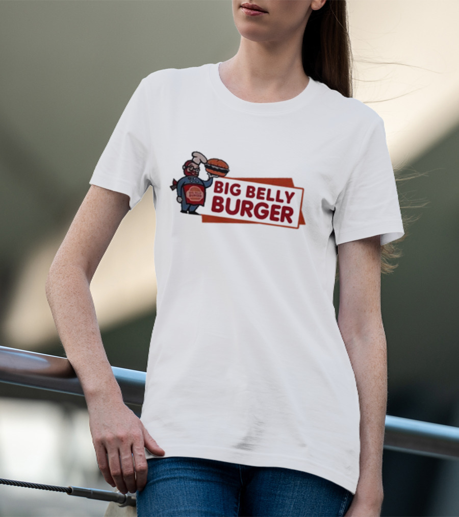 Big Belly Burger Logo With Chef Holding Burger T-Shirt