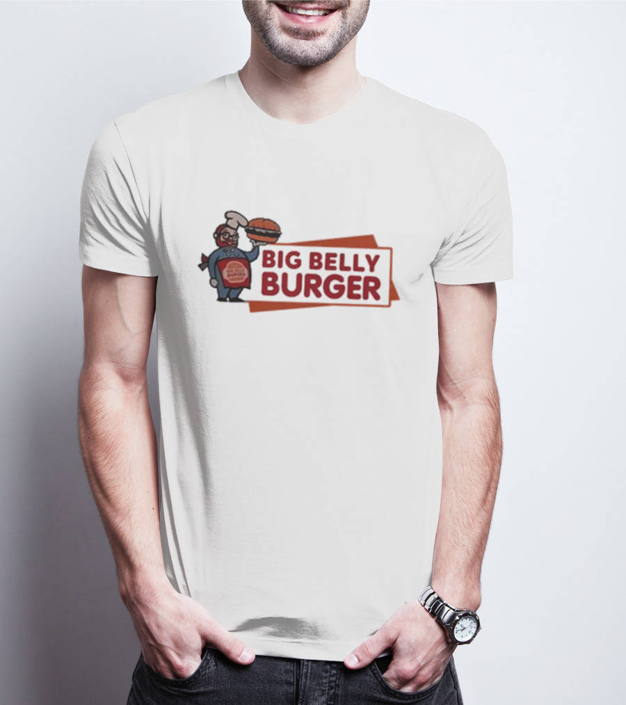Big Belly Burger Logo With Chef Holding Burger T-Shirt
