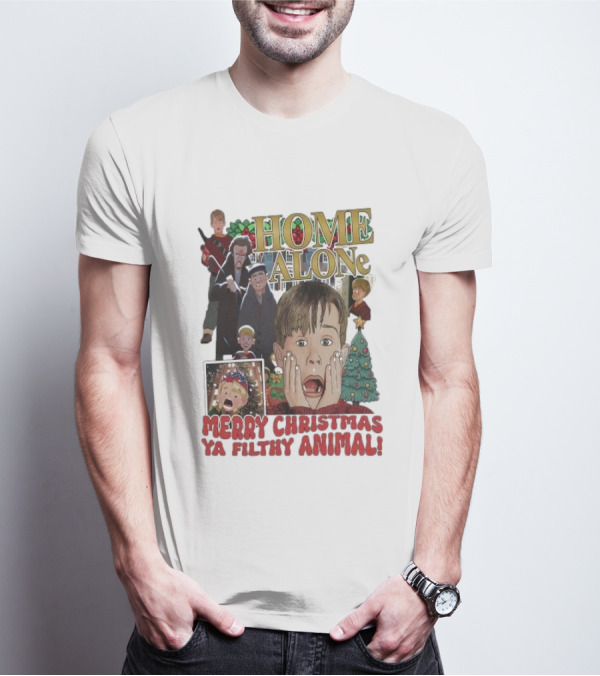 Home Alone Merry Christmas Ya Filthy Animal Kevin McCallister Holiday Movie Collage T-Shirt