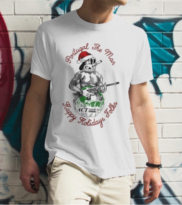 Portugal The Man Happy Holidays Folks Act Now Santa Comic T-Shirt