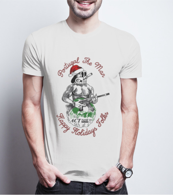 Portugal The Man Happy Holidays Folks Act Now Santa Comic T-Shirt
