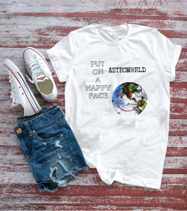 Put On A Happy Face Astroworld Smiley Earth T-Shirt